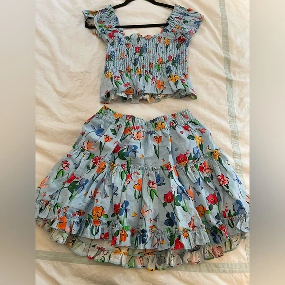 Hill House Home Paz Skirt Set in Space Floral, Size Large - Picture 5 of 7